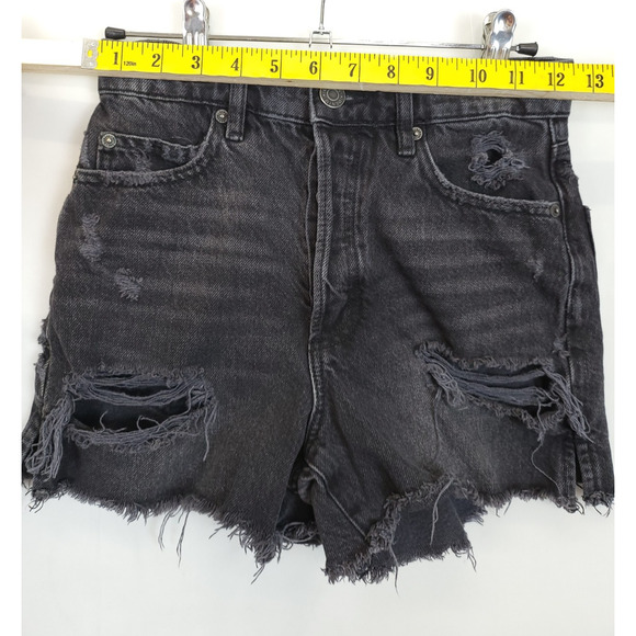 Garage Denim Shorts Cut Off Distress Button Fly Women 00 / 23 Black Hot Pants - Picture 6 of 11